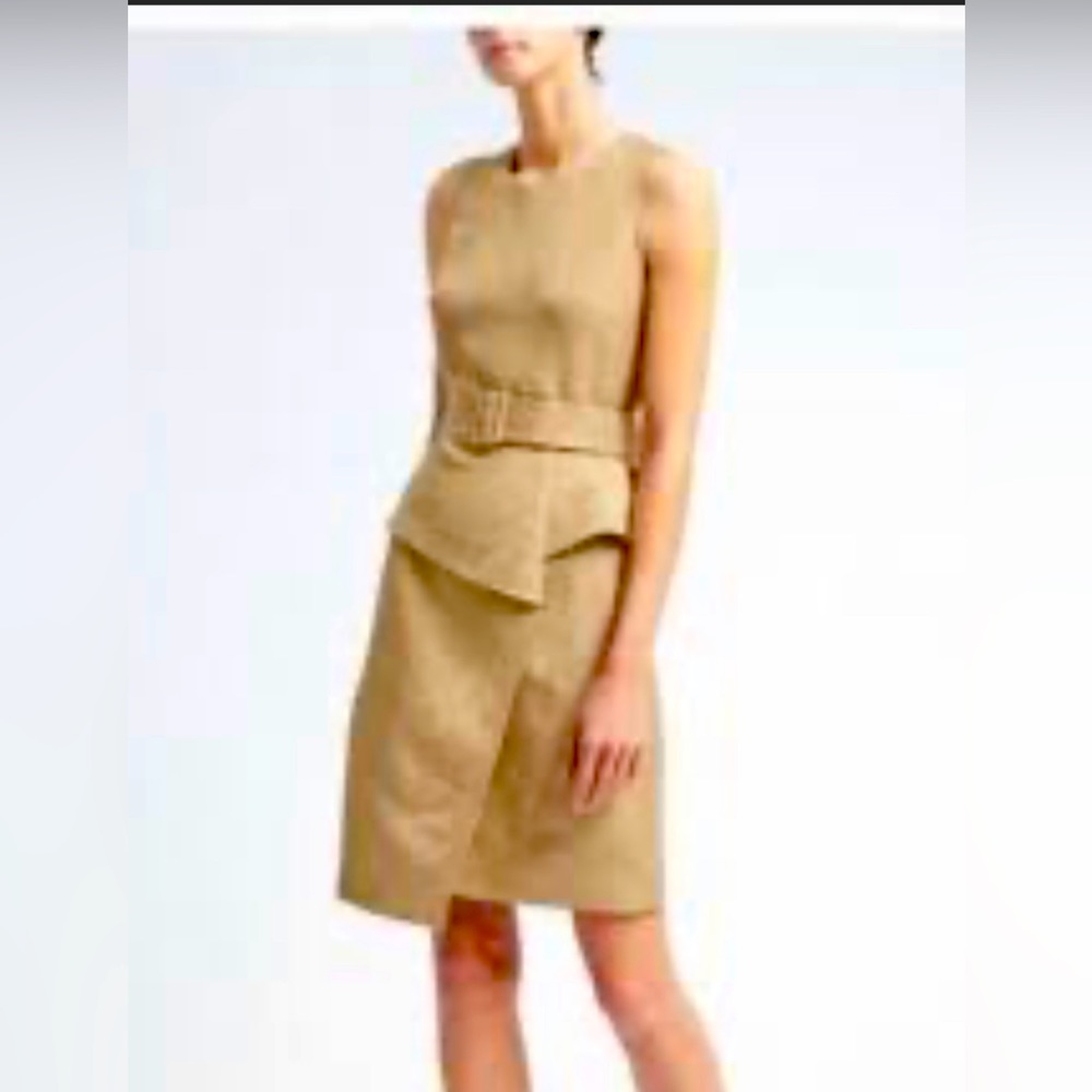 Banana Republic tan, linen blend shift dress. Size 4